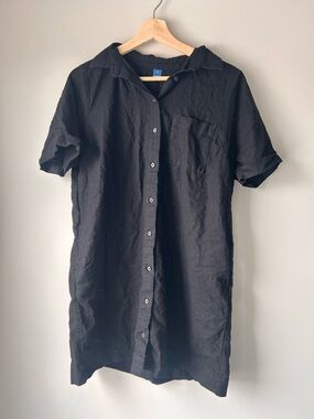 Old Navy Black Short-Sleeve linen dress size medium